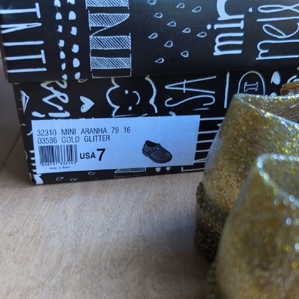 Mini Melissa Kids Gold Glitter Sandals - Picture 4 of 5
